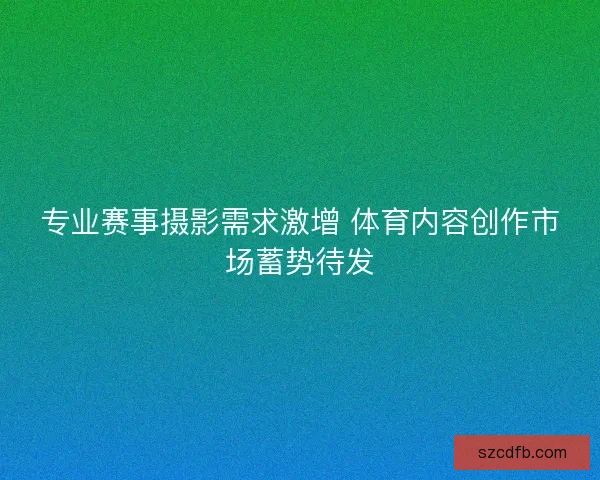 专业赛事摄影需求激增 体育内容创作市场蓄势待发