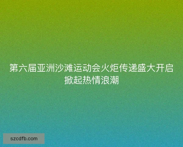 第六届亚洲沙滩运动会火炬传递盛大开启掀起热情浪潮